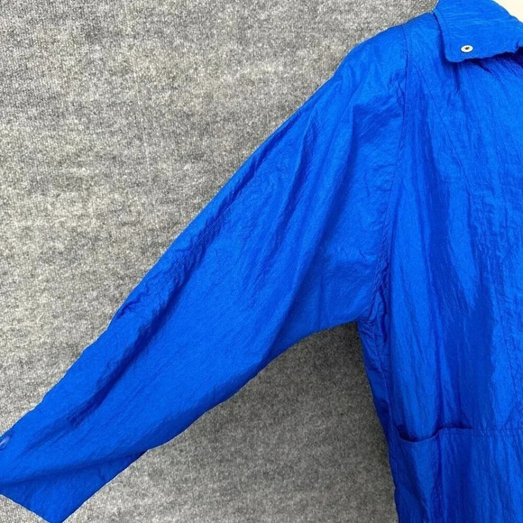 Vintage 90s Kristen Blake Windbreaker Womens M Blue Nylon Crinkle Loose Jacket - Picture 11 of 16